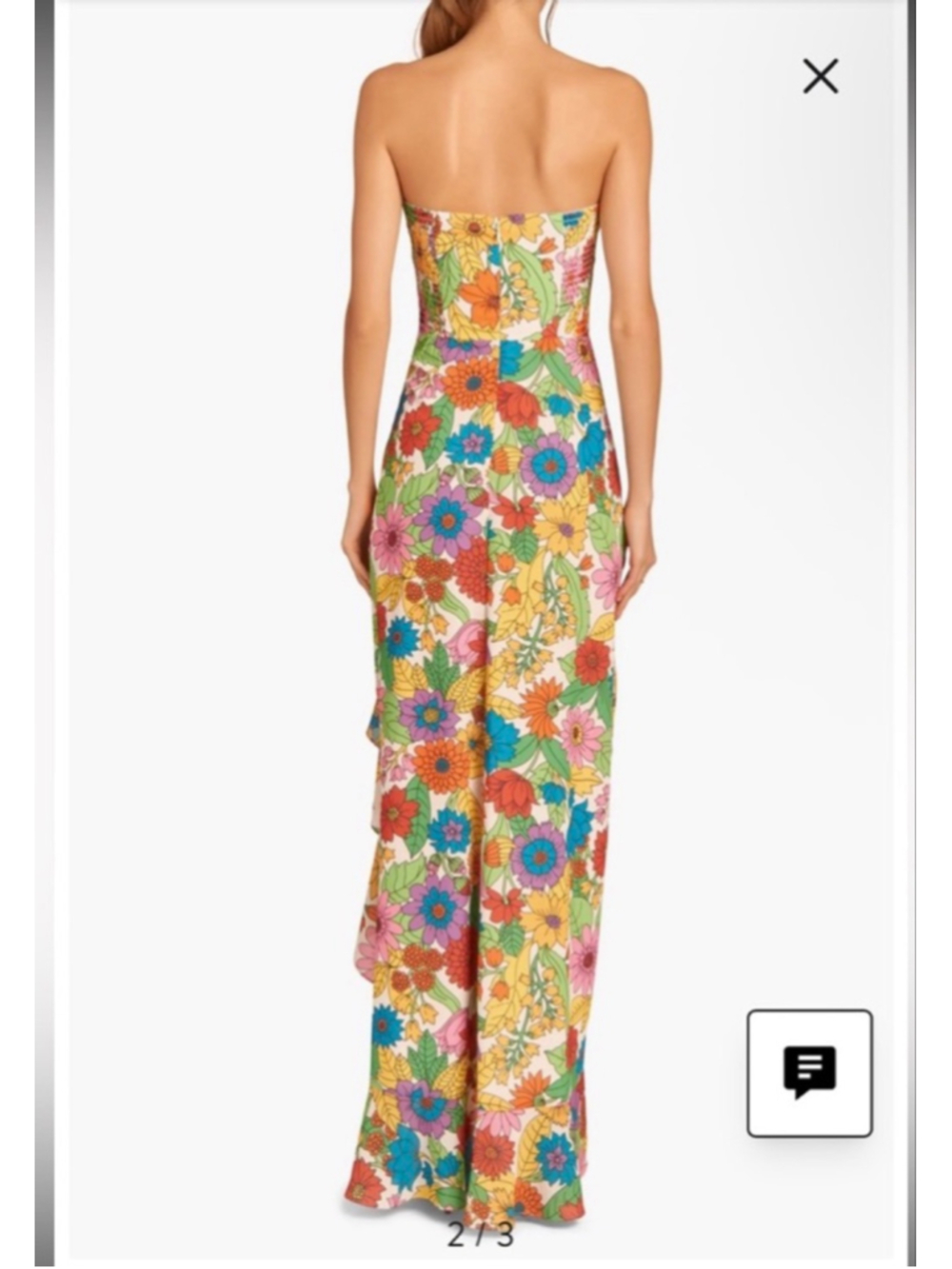 Women's Amanda Uprichard High Low Dress S White Multi-color Floral - Picture 2 of 6